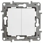 ETIKA Выключатель двухклавишный с подсветкой белый безвинтовые зажимы 10АХ