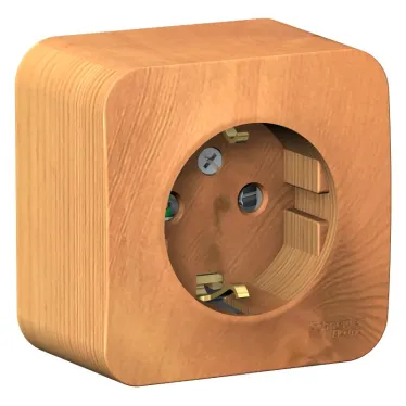 BLANCA розетка наружная с заземлением со шторками, 16А, 250В, ясень