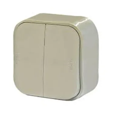 Quteo Выключатель двухклавишный наружный бежевый 10А