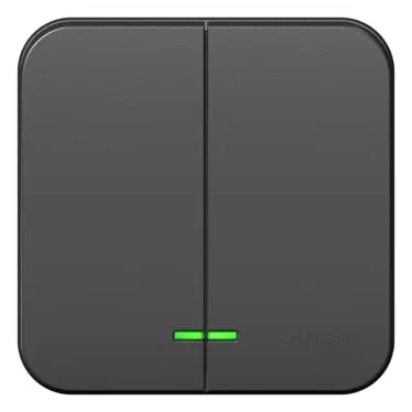 Выключатель BLANCA двухклавишный наружный (схема 5) с подсветкой и изоляционной пластиной 10а 250b антрацит