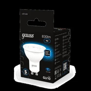 Лампа светодиодная LED 9 Вт 830 лм 6500К софит MR16 холодный GU10 AC 220В Black Gauss