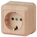 Розетка Intro Quadro 2-202-11 с заземлением 2P+E Schuko, 16А-250В, IP20, ОУ, сосна