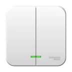 Выключатель наружный двухклавишный BLANCA (cх.5) с подстветкой, изолирующей пластиной, 6а, 250В, белый