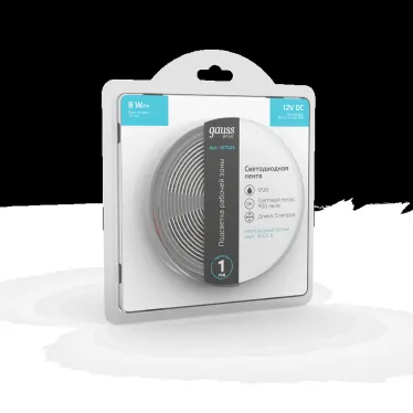 Лента светодиодная LED 5050/60-SMD 8 Вт/м 900 лм/м 4000К DC 12В IP20 10мм (блистер 5м) Basic Gauss