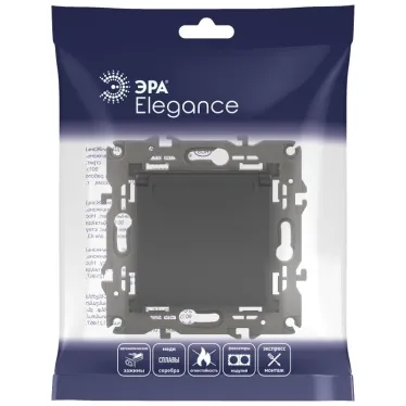 Розетка 2P+E Schuko со шторками с крышкой, 16А-250В, Эра Elegance, антрацит, 14-2103-05