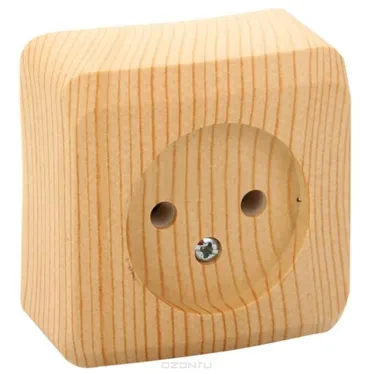 ЭТЮД Розетка наружная без заземления без шторок сосна