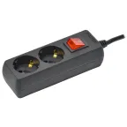 Удлинитель У02К 2 места с заземлением 3м 3х1мм2 16А 250В черный