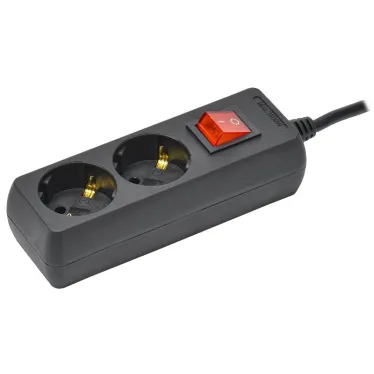 Удлинитель У02К 2 места с заземлением 3м 3х1мм2 16А 250В черный