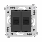 Avanti Компьютерная розетка RJ-45 без шторки в стену, кат.6А двойная, Черный матовый