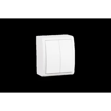 15 Aqua Выключатель двухклавишный с подсветкой IP54 10А 250В винтовой зажим S15A белый