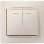 КВАРТА Выключатель двухклавишный скрытый бежевый с индикацией в сборе
