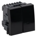 Выключатель модульный двухклавишный 45х45мм черный