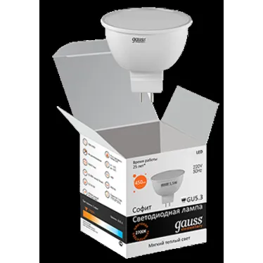 Лампа светодиодная LED 3.5 Вт 290 лм 3000К софит MR16 теплый GU5.3 AC 220В Elementary Gauss