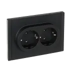 FORTE@PIANO Розетка 2-местная с заземлением без защитных шторок безвинтовое крепление 16А FP124 черный IEK