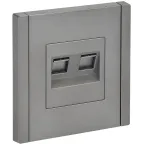 FORTE@PIANO Розетка компьютерная двойная RJ45 кат.5E FP533 сталь IEK