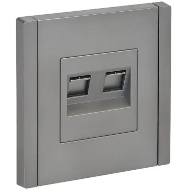 FORTE@PIANO Розетка компьютерная двойная RJ45 кат.5E FP533 сталь IEK