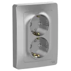 BLANCA скрытой установки розетка двойная с заземлением со шторками, 16А, 250В, алюминий