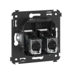 Компьютерная розетка RJ-45 в стену, кат.6 экранированная двойная,''Avanti'', ''Черный матовый''