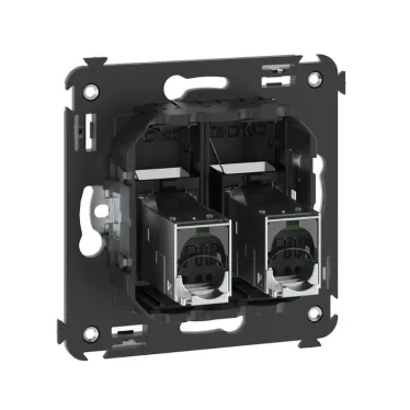 Компьютерная розетка RJ-45 в стену, кат.6 экранированная двойная,''Avanti'', ''Черный матовый''