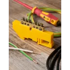 Шина 0 N (6х9мм) 6 отверстий латунь желтый изолятор на DIN-рейку PROxima