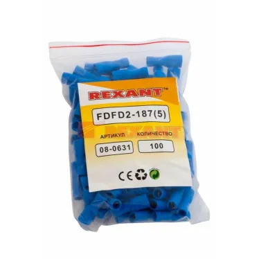 Клемма плоская полностью изолир РППи-м 2.5-(4.8) РпИмп 2-5-0,8 гнездо 5.6 мм 1.5-2.5 кв мм, REXANT
