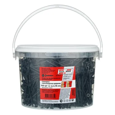 Саморез гипсокартон/дерево 4,2х75 черный (700шт) - ведро