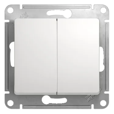 GLOSSA Переключатель двухклавишный в рамку белый схема 6