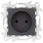Розетка 2К без защитных шторок, графит