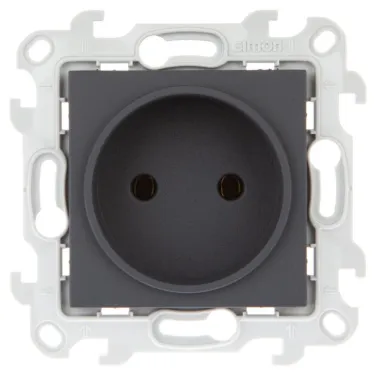 Розетка 2К без защитных шторок, графит