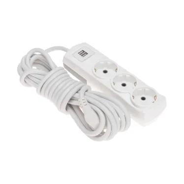 Удлинитель PREMIUM 3 гнезда, 5 м, 3х1,5 мм2, с/з, 2 USB, белый