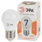 Лампа светодиодная Эра LED P45-7W-827-E27 (диод, шар, 7Вт, тепл, E27)