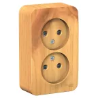 Розетка BLANCA наружная двойная, без заземления, со шторками, с изолирующей пластиной, 16А, 250В, ясень