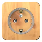 BLANCA Розетка наружная с заземлением со шторками, (тонкая), 16А, 250В, ясень