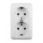 Розетка двойная наружная с заземлением с изоляционной пластиной белая