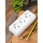 Розетка Рим 3-местная 10А без заземления белая