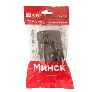 Розетка 2-местная ОП Минск 10А без заземления темное дерево