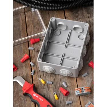 Коробка распаячная КМР-050-041пк пылевлагозащищенная10 мембранных вводов уплотнительный шнур прозрачная крышкой (150х110х70) PROxima