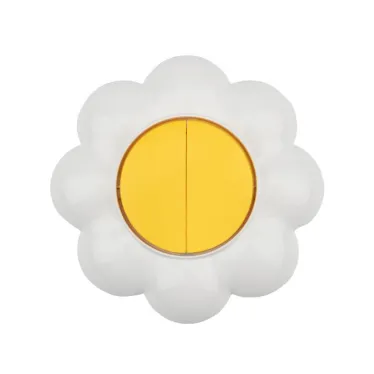 Выключатель двухклавишный KRANZ HAPPY Ромашка скрытой установки, желтый/белый