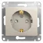 GLOSSA розетка с заземлением со шторками молочный