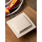 Розетка одноместная СП с заземлением Минск с крышкой 16А бежевая с защитными шторками