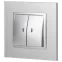 Выключатель двойной с подсветкой, 10АХ-250В, Эра Elegance, алюминий,14-1105-03
