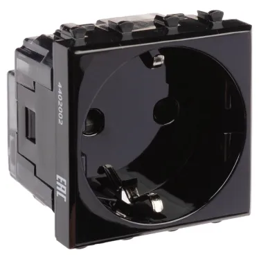 Avanti Розетка ''Черный квадрат'', 2P+E, с защитными шторками, 2 модульная