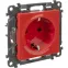 Valena LIFE Розетка силовая 2К+З 16А 250В со шторками безвинтовые зажимы с лицевой панелью красная