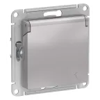 Розетка ATLASDESIGN с заземлением со шторками с крышкой 16А IP20 механизм алюминий