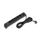 Фильтр сетевой 5 гнезд, 5 м, 3х1,5 мм2, с автовыкл, 2 USB, черный