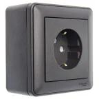 W59 коробка подъемная для наружного монтажа с рамкой 1-местная, черный бархат