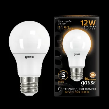 Лампа светодиодная LED 12 Вт 1150 лм 3000К А60 груша теплый E27 AC 220В Black Gauss