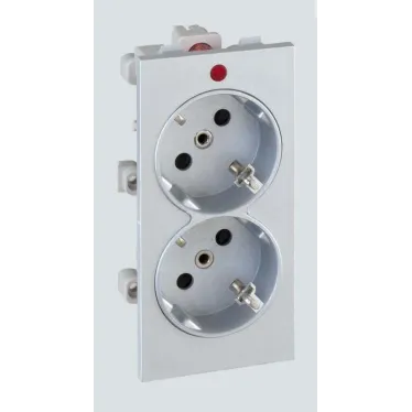 Connect Розетка двойная с заземлением 16А 250В CIMA-модуль 52x108 мм SC алюминий