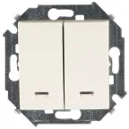 15 Выключатель двухклавишный с подсветкой 16А 250В винтовой зажим слоновая кость