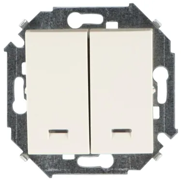 15 Выключатель двухклавишный с подсветкой 16А 250В винтовой зажим слоновая кость